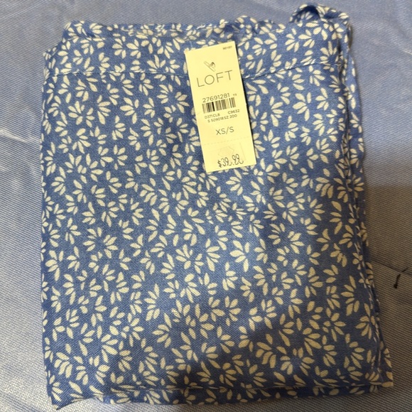 LOFT Floral Boho Open Front Short Kimono Women’s Size XS-S Blue & White … - Picture 5 of 5